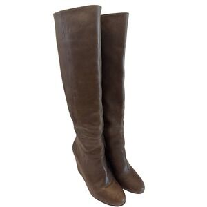 Steven size 6.5 Brown Leather Wedge Knee High Boots*see pics/notes